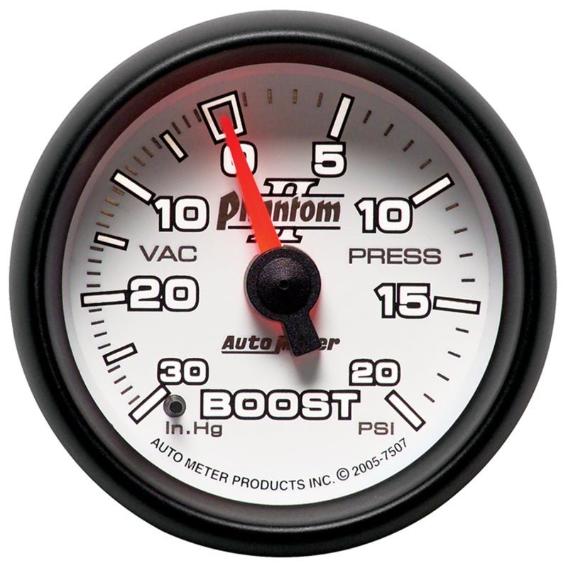 Autometer Phantom II 52.4mm Mechanical Vacuum / Boost Gauge 30 In. HG/20 PSI AutoMeter Gauges