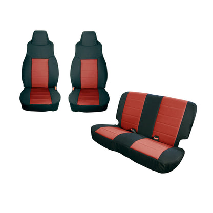 Rugged Ridge Seat Cover Kit Black/Red 97-02 Jeep Wrangler TJ Rugged Ridge Seat Covers