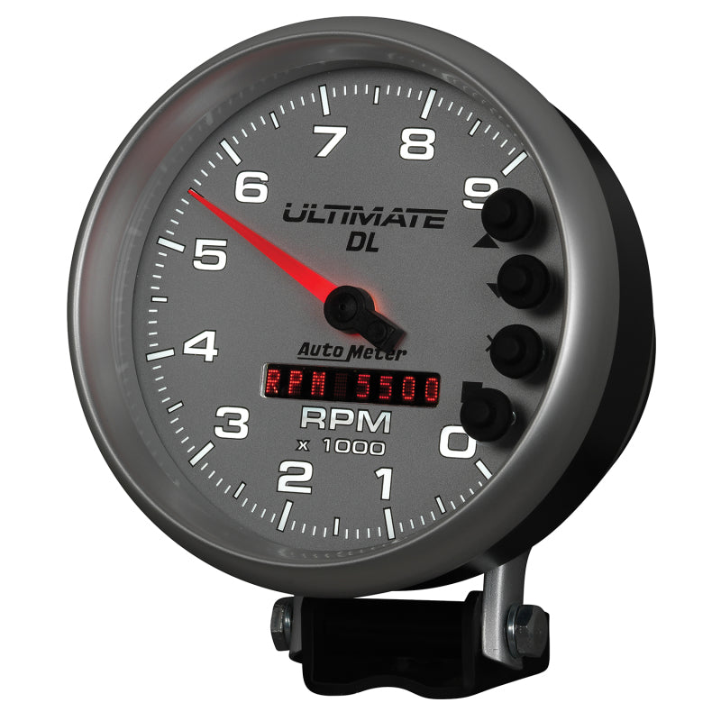 AutoMeter Gauge Tach 5in. 9K RPM Pedestal Datalogging Ultimate Dl Playback Silver AutoMeter Performance Monitors