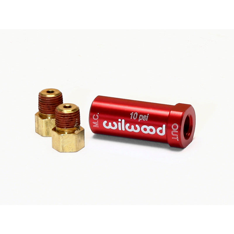 Wilwood Residual Pressure Valve - New Style w/ Fittings - 10# / Red Wilwood Brake Hardware