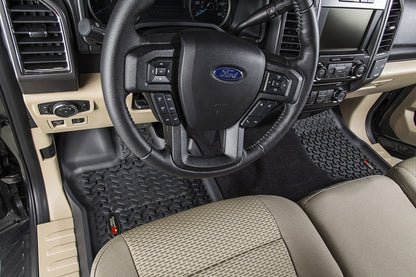 Rugged Ridge Floor Liner Front/Rear Black 2015-2017 Ford F-150 / Raptor Rugged Ridge Floor Mats - Rubber