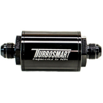 Turbosmart FPR Billet Inline Fuel Filter 1.75in OD 3.825in Length AN-6 Male Inlet - Black Turbosmart Fuel Filters