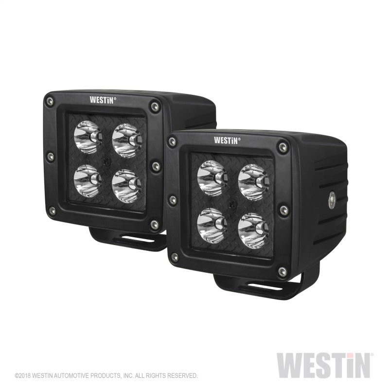 Westin HyperQ LED Auxiliary Lights 3in x 3in cube 20w Flood - Black