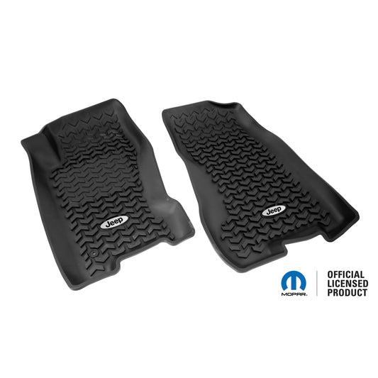 Rugged Ridge Floor Liner Front Black 1999-2004 Jeep Logo Grand Cherokee WJ Rugged Ridge Floor Mats - Rubber