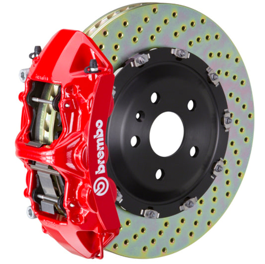Brembo 04-08 S4 (B6/B7) Front GT BBK 6 Piston Cast 365x34 2pc Rotor Drilled-Red