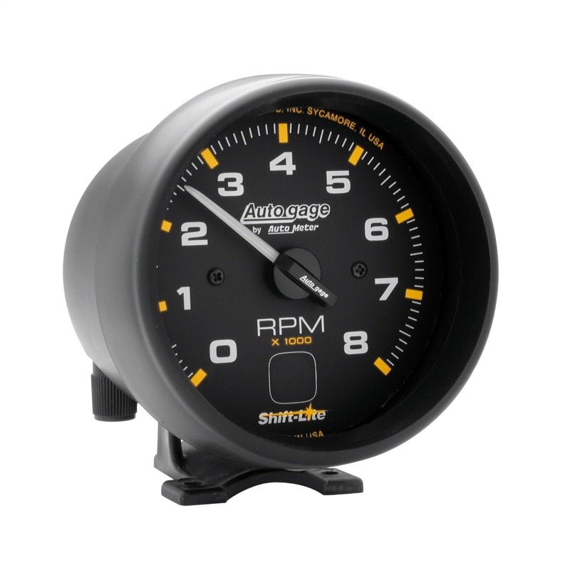 Autometer AutoGage 3-3/4in Pedestal Tachometer 0-8000 RPM Black/Black w/ Shift Light AutoMeter Gauges