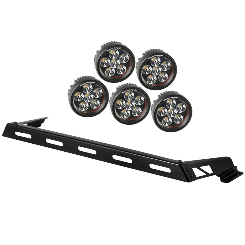 Rugged Ridge 07-18 Jeep Wrangler JK 5 Round LED Hood Light Bar Kit Rugged Ridge Light Strip LED