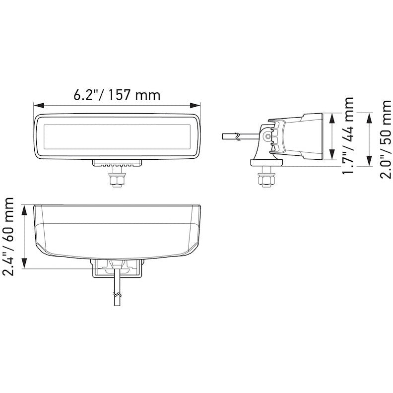 Hella Universal Black Magic 6 L.E.D. Mini Light Bar - Spot Beam Hella Fog Lights