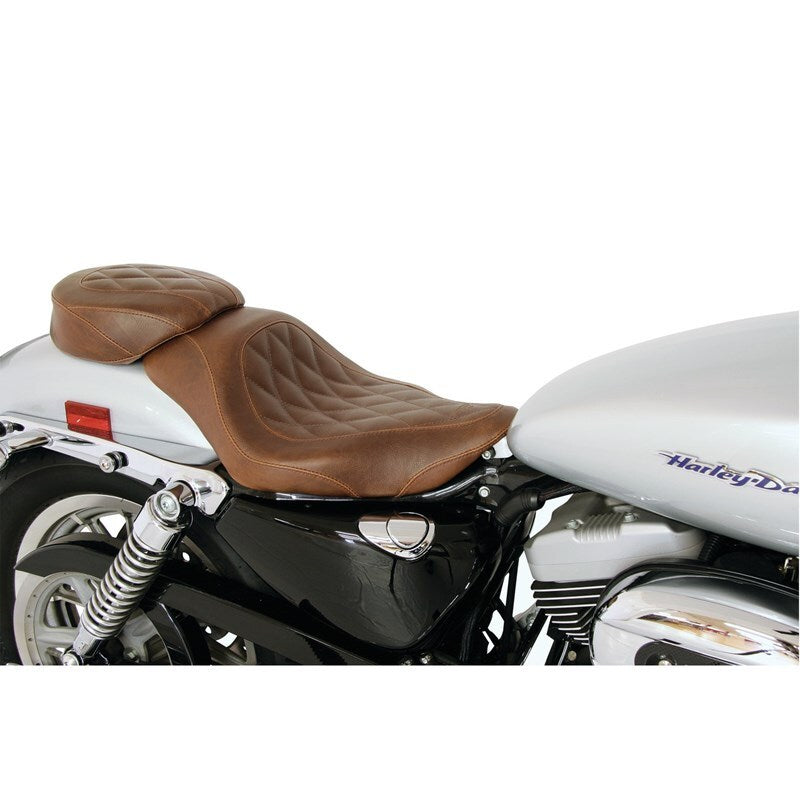 Mustang 04-21 Harley Sportster Wide Tripper Solo Seat Diamond Stitch- Distressed Brown