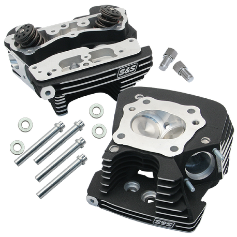 S&S Cycle 99-05 BT Super Stock 79cc Cylinder Head Kit - Wrinkle Black