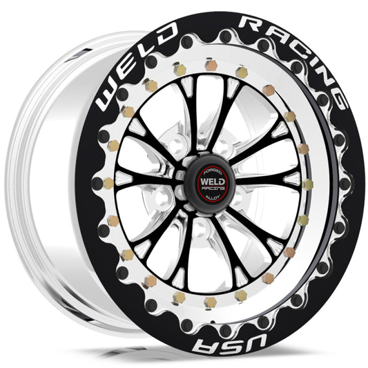 Weld Vitesse 15x10 / 5x4.75 BP / 5.5in. BS Black Wheel - Black Single Beadlock MT Weld Wheels - Forged