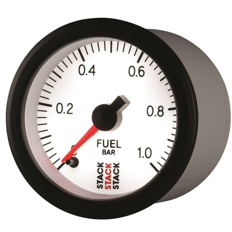 Autometer Stack 52mm 0-1 Bar M10 Male Pro Stepper Motor Fuel Pressure Gauge - White AutoMeter Gauges