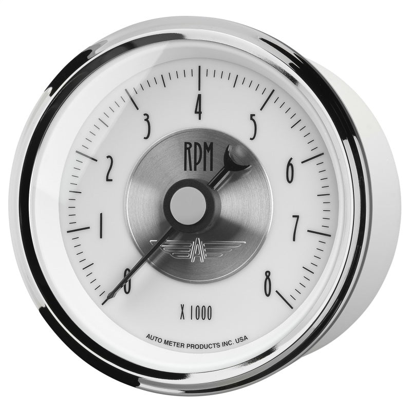 Autometer Prestige Pearl Series - Tachometer 3 3/8in 8K RPM In-Dash AutoMeter Gauges