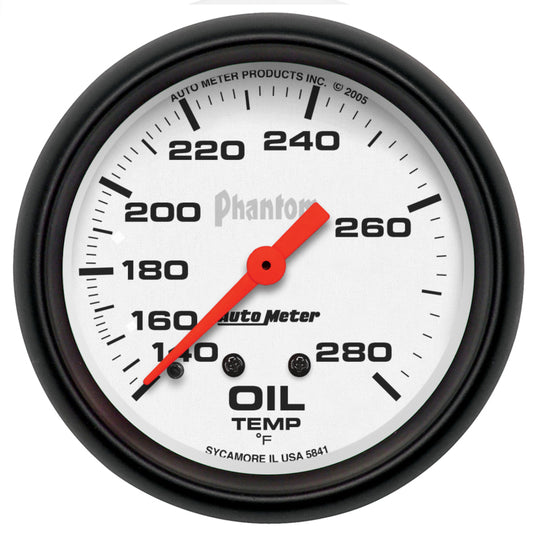 AutoMeter Gauge Oil Temp 2-5/8in. 140-280 Deg. F Mechanical Phantom AutoMeter Gauges