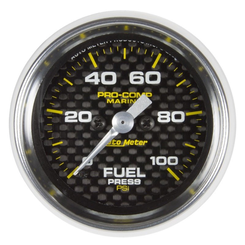Autometer Marine Carbon Fiber 2-1/16in 100 PSI Digital Stepper Motor Fuel Pressure Gauge AutoMeter Gauges