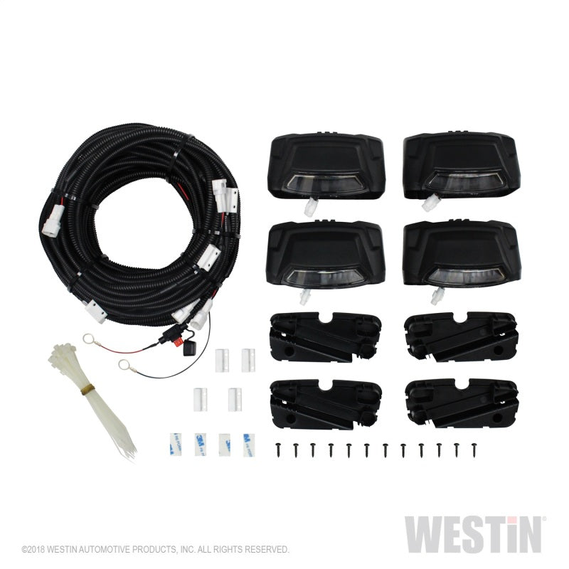 Westin R5 LED Light Kit - 4 End Caps Integrated LED Lights w/ Wiring Harness - Black