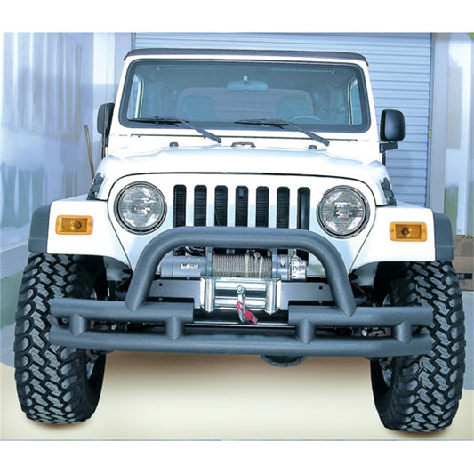 Rugged Ridge 3-In Dbl Tube Front Winch Bumper w/Hoop 76-06 Models Rugged Ridge Bumper Accessories