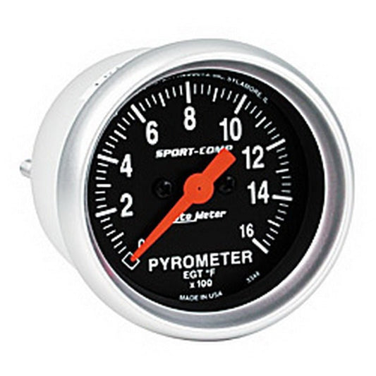 Autometer Sport-Comp 52mm 0-1600 Deg F Electronic EGT Gauge Kit AutoMeter Gauges