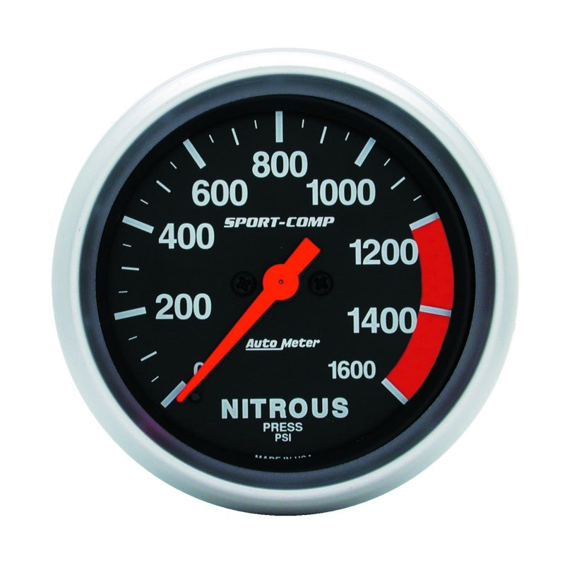 AutoMeter Gauge Nitrous Press 2-5/8in. 1600PSI Digital Stepper Motor Sport-Comp AutoMeter Gauges