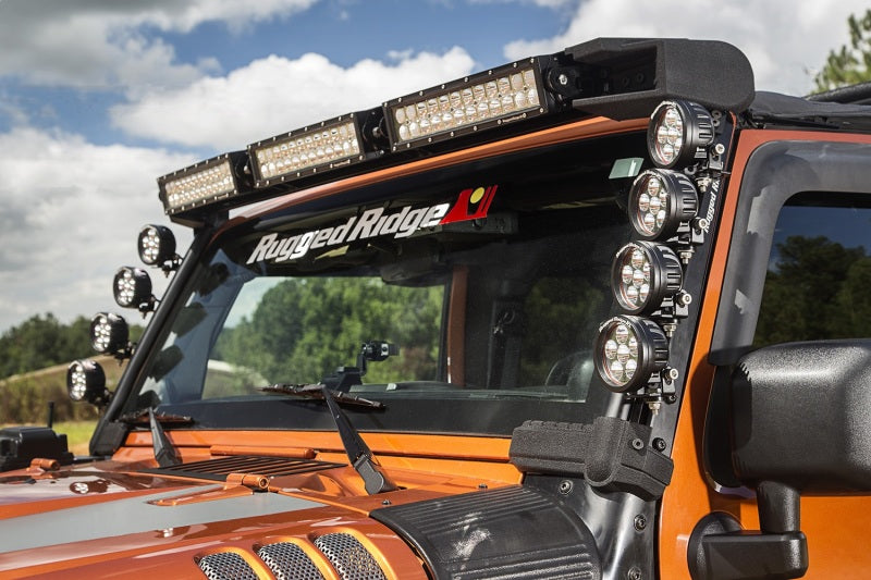 Rugged Ridge 07-18 Jeep Wrangler JK Elite Fast Track Windshield Light Bar Mount w/ Crossbar Rugged Ridge Light Bars & Cubes