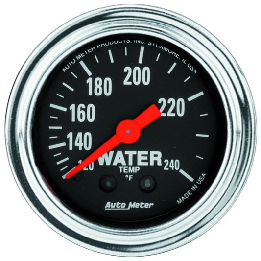 AutoMeter Gauge Water Temp 2-1/16in. 120-240 Deg. F Mechanical 12ft. Traditional Chrome AutoMeter Gauges