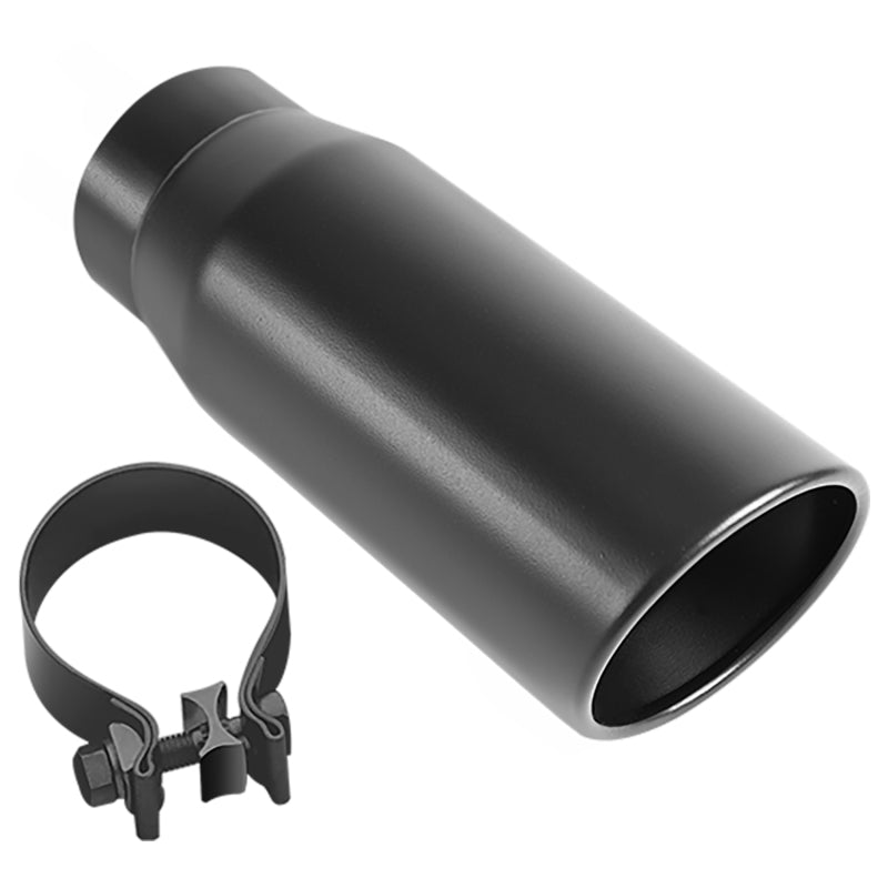 MagnaFlow Tip Stainless Black Coated Single Double Round Single Outlet 5in Dia 4in Inlet 13in L