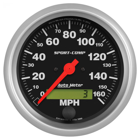 Autometer Sport-Comp 3-3/8 inch 160 MPH Electronic Speedometer Gauge AutoMeter Gauges
