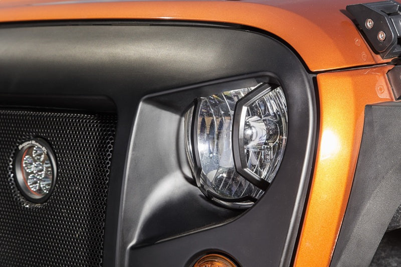 Rugged Ridge 07-18 Jeep Wrangler JK/JKU Textured Black Elite Headlight Euro Guards Rugged Ridge Light Covers and Guards