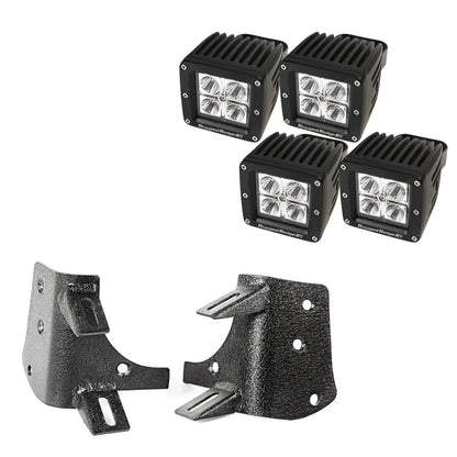 Rugged Ridge 97-06 Jeep Wrangler TJ/LJ 3in Square Dual A-Pillar LED Kit Rugged Ridge Light Bars & Cubes