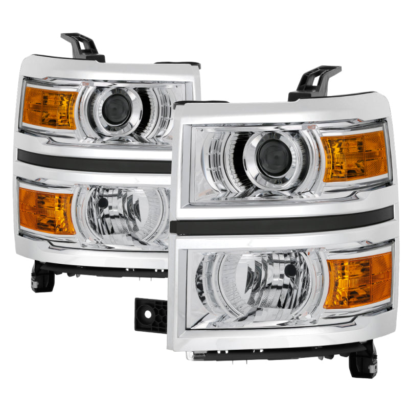 xTune Chevy Silverado 1500 14-15 Halogen Projector Headlight Chrome - HD-JH-CS14-PJ-C SPYDER Headlights