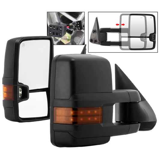 xTune Chevy Silverado 99-02 G2 Heated Amber LED Signal Telescoping Mirrors MIR-CS99S-G2-PWH-AM-SET