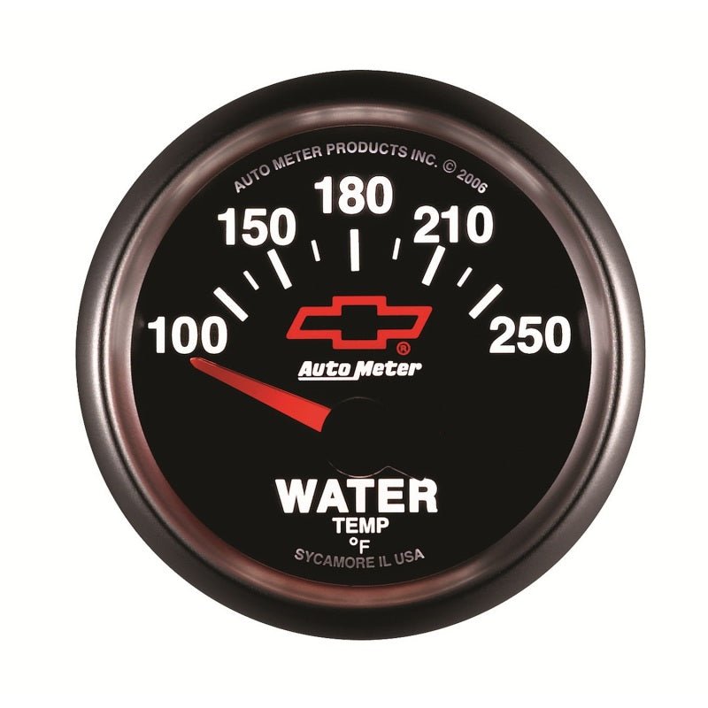 Autometer GM Bowtie Black 2-1/16in 100-250 F Pedestal Electronic Water Temp Gauge AutoMeter Gauges