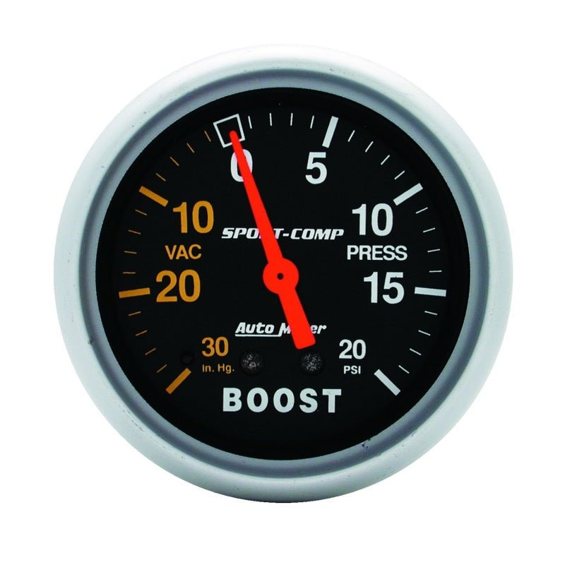 Autometer Sport-Comp 2-5/8in 30 IN HG/20 PSI Mechanical Boost/Vacuum Gauge AutoMeter Gauges