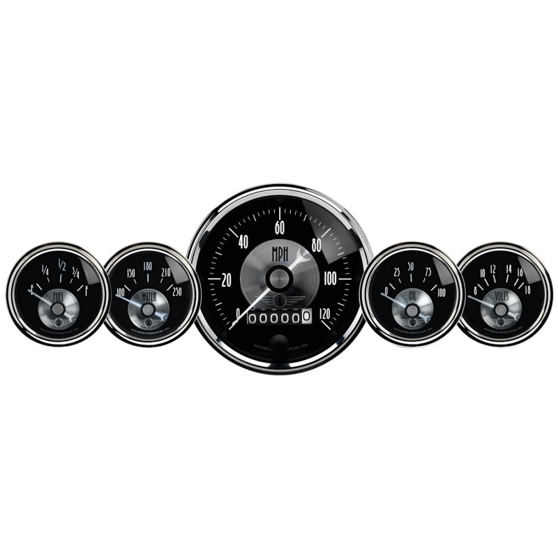 Autometer Prestige Series Black Diamond 3-3/8in Electric Speedometer 2-1/16in Elecrtric Oil Pressure AutoMeter Gauges