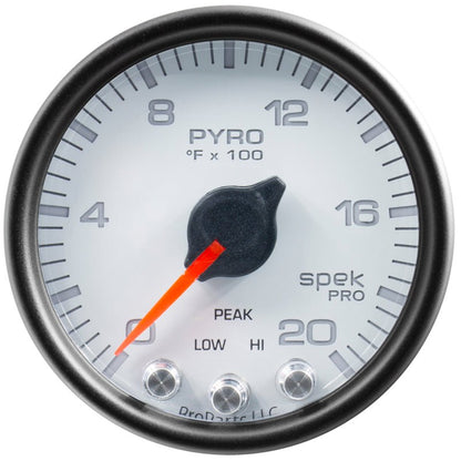 Autometer Spek-Pro Gauge Pyro. (Egt) 2 1/16in 2000f Stepper Motor W/Peak & Warn Wht/Blk AutoMeter Gauges