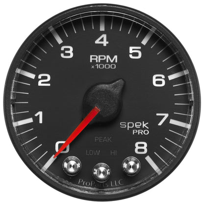 Autometer Spek-Pro Black 2 1/16 inch 8K RPM Tach w/ Shift Light and Peak Memory AutoMeter Gauges