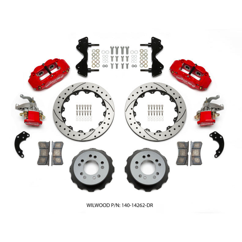 Wilwood Narrow Superlite 4R / MC4 Rear Kit 12.88 Drilled Red Currie Pro-Tour Unit Bearing Floater Wilwood Big Brake Kits