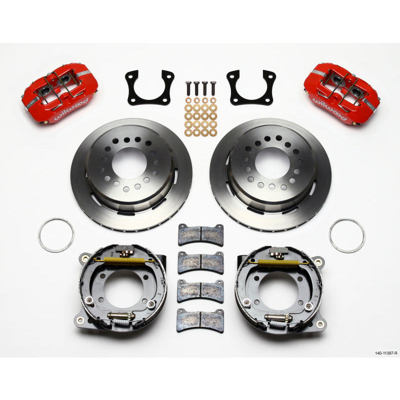 Wilwood Dynapro Low-Profile 11.00in P-Brake Kit - Red 58-64 Olds/Pontiac Ends 2.81in Offset Wilwood Big Brake Kits