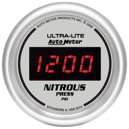 Autometer Ultra-Lite 2-1/16in 1600 PSI Digital Nitrous Pressure Gauge - Silver AutoMeter Gauges