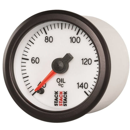 Autometer Stack 52mm 40-140 Deg C 1/8in NPTF Male Pro Stepper Motor Oil Temp Gauge - White AutoMeter Gauges