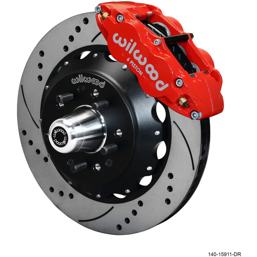 Wilwood Narrow Superlite 6R Front Big Brake Kit 14.00in SRP Drilled and Slotted Rotor - Red Wilwood Big Brake Kits