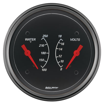 AutoMeter Gauge Dual Wtmp & Volt 3-3/8in. 250 Deg. F & 18V Elec Designer Black AutoMeter Gauges