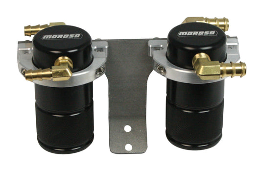 Moroso 04-07 Subaru STi (w/Front Mount Intercooler) Air/Oil Separator Catch Can - Billet Alum -Black