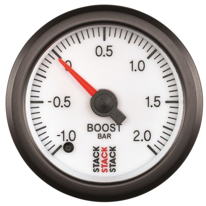 Autometer Stack 52mm -1 to +2 Bar (Incl T-Fitting) Pro Stepper Motor Boost Pressure Gauge - White AutoMeter Gauges