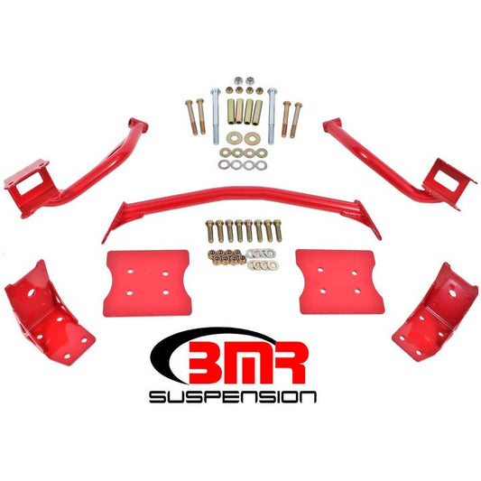 BMR 79-04 Fox Mustang Torque Box Reinforcement Plate Kit(TBR005R And TBR003R) - Red BMR Suspension Diff Braces