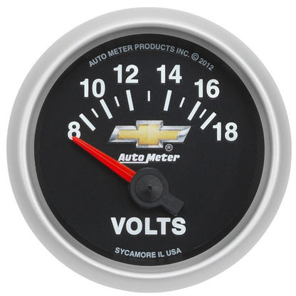 AutoMeter Gauge Voltmeter 2-1/16in. 18V Electric Chevy Gold Bowtie AutoMeter Gauges