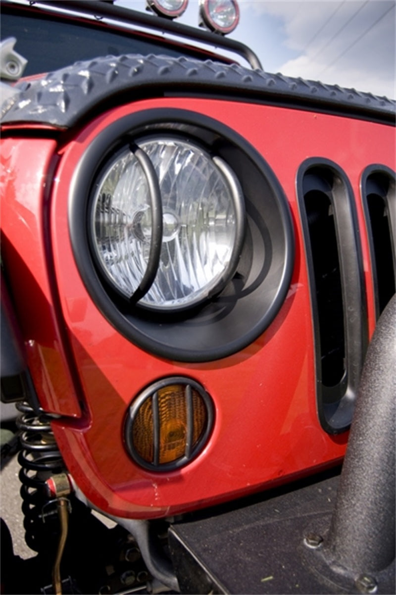 Rugged Ridge Headlight Bezels Black 07-18 Jeep Wrangler JK Rugged Ridge Light Mounts