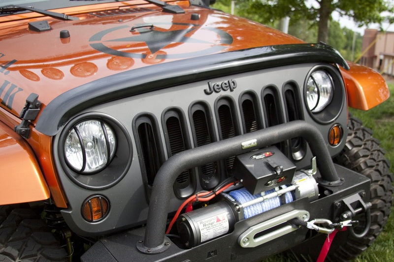 Rugged Ridge Wraparound Bug Deflector Smoke 07-18 Jeep Wrangler Rugged Ridge Hood Deflectors