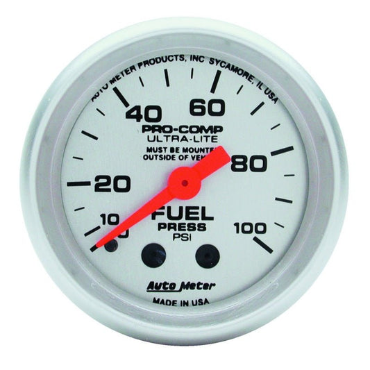 Autometer Ultra-Lite 52mm 0-100 PSI Mechanical Fuel Pressure Gauge AutoMeter Gauges