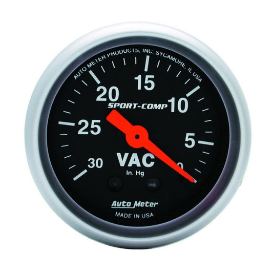 Autometer Sport-Comp 2-1/16in. 30 IN HG Mechanical Vacuum Gauge AutoMeter Gauges